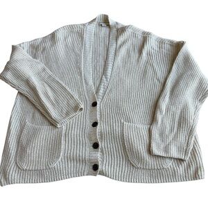 American Eagle Womens Beige Cream Button Size L Knitted V Neck Cardigan
